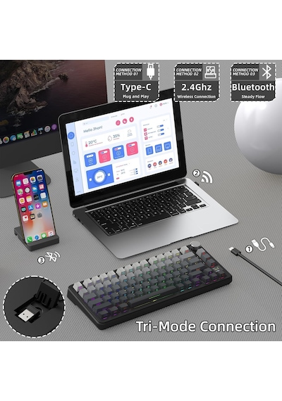 X85pro 75% Kablosuz Mekanik Klavye Tft Ekran, Gasket Yapı, Rgb Işıklandırma, Hot-swap, 4000mah Pil, Bt/2.4g/usb-c Üçlü Bağlantı, Qmk Desteği Moonlit Diğer X85pro 75% Kablosuz Mekanik Klavye Tft Ekran, Gasket Yapı, Rgb Işıklandırma, Hot-swap, 4000mah Pil, Bt/2.4g/usb-c Üçlü Bağlantı, Qmk Desteği Moonlit Diğer