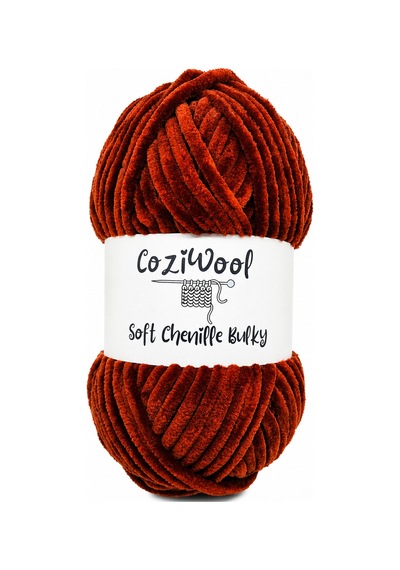 Kadife İp Soft Chenille Bulky 5'li Paket 5x100 Gr 120 Mt El Örgü İpi Kızıl Kahve - 875823131