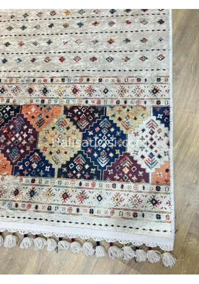 Salerno Çamaşır Makinesinde Yıkanabilir Kilim Halı Hs1034 Çok Renkli