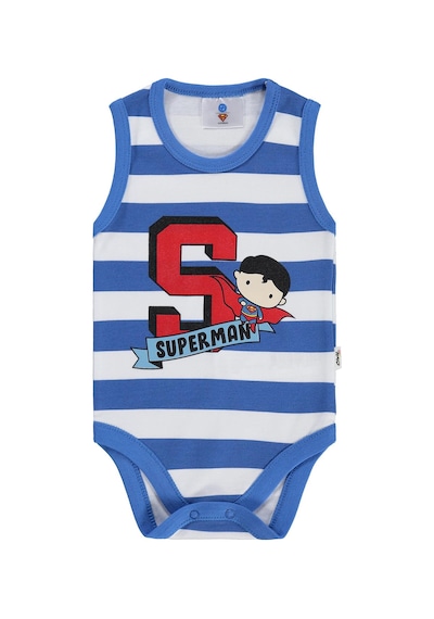 Civil Baby Superman Baskılı 3-18 Ay Çıtçıtlı Badi - Mavi Saks Mavisi