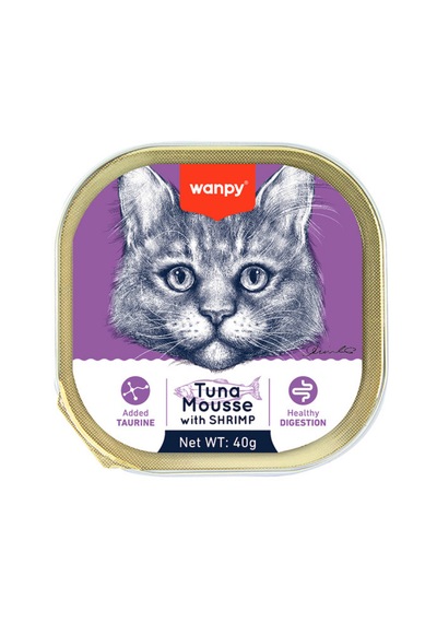 Wanpy Kedi 40 Gr Ton Balıklı Ve Karidesli Alutray Kedi Yaş Maması