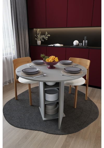Modern Dolaplı 4 Kişilik Mutfak Yemek Masası %100 Mdf Mutfak Yemek Odası Masası Ym04 Kül Gri