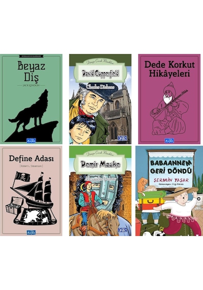 Babaannem Geri Döndü Beyaz Diş .demir Maske . Define Adası .dede Korkut Hikayeleri 6 Kitap Set