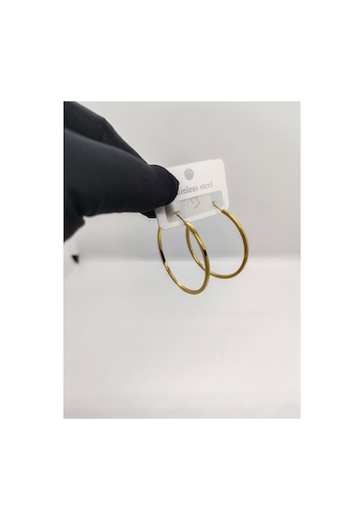 Halka Küpe 4cm Çaplı Çelik Altın