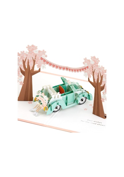 Signature Paper Wonder Pop Up Düğün Kartı Klasik Araba, Yeni Evlenmiş 5rzh1207