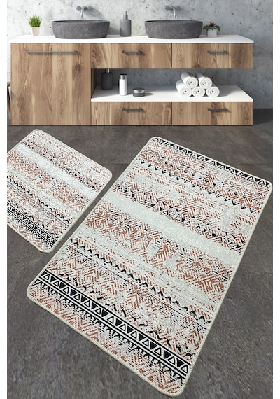 Raquel Banyo Halısı Djt 2 Li Set Banyo Halısı Paspas Yıkanabilir Kaymaz Çok Renkli