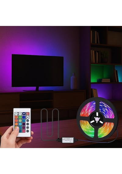 Monitör Ve Tv Arkası 3 Metre Rgb Şerit Led Seti - Cata Usb Bağlantılı, Uzaktan Kumandalı, 352 Renk Seçenekli Amb Çok Renkli