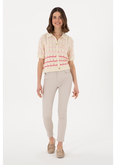 U.S. Polo Assn. Kadın Bej Toothpick Fit Kanvas Pantolon 50309087-VR011