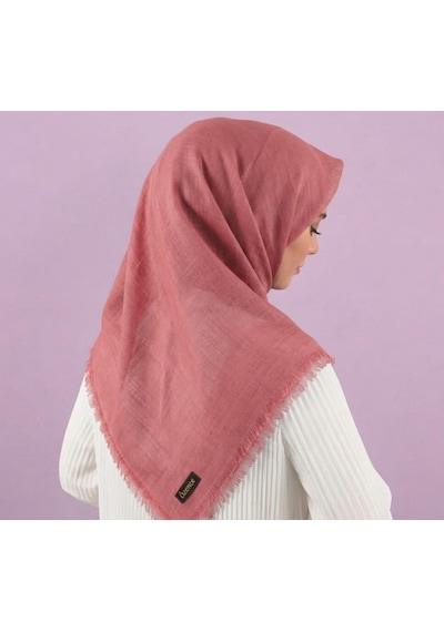 Özense Çift Flamlı Pamuklu Terletmeyen 4 Mevsim Kullanılabilir 100x100 Cm Eşarp Gül kurusu