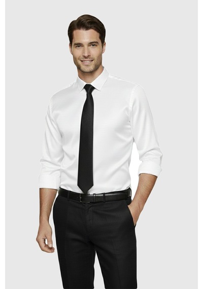 Rizzup Beyaz Slim Fit Erkek Gömlek Kolay Ütülenen Nefes Alan Kumaş, Dört Mevsim Şıklık 2608515