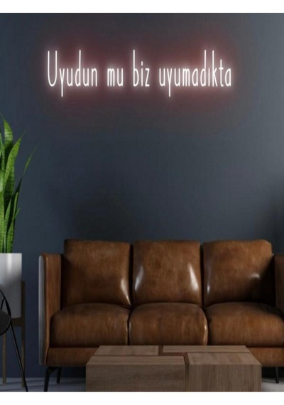 Uyudun Mu Biz Uyumadıkta Yazılı Neon Tabela Kırmızı