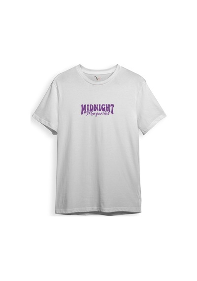 Midnight Margaritas Ön Ve Arka Baskılı %100 Pamuk Unisex Regular Fit T-shirt Beyaz