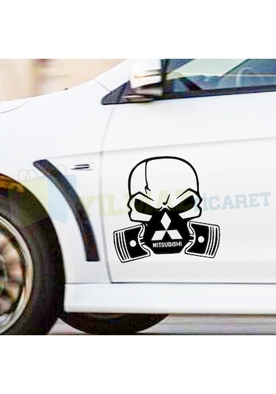 Mitsubishi Logo Arma Kurukafa Oto Sticker Araba Yapıştırma Etiket