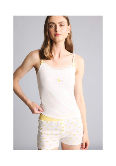 Defacto Regular Fıt Askılı Kalp Baskılı 2li Ecru Pijama Takım G9859ax26smer98 Ekru-er98