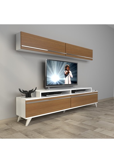 Decoraktiv Ekoflex 5 Mdf Retro Tv Ünitesi Tv Sehpası Beyaz - Ceviz