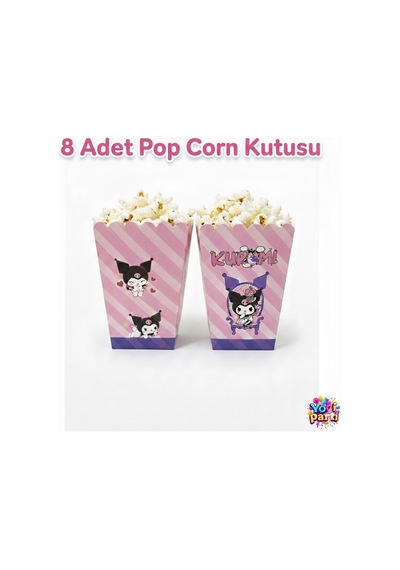 Kuromi Pop Corn Popcorn Kutusu 8 Adet Kız Çocuk Doğum Günü Parti Malzemesi Pembe Mor Karton Pembe Tüm Yaşlar