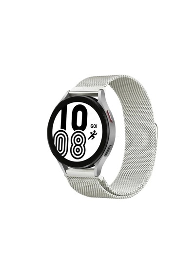 Mey İthalat Samsung Galaxy Uyumlu Watch 4 Metal Mıknatıslı Kordon - Gümüş