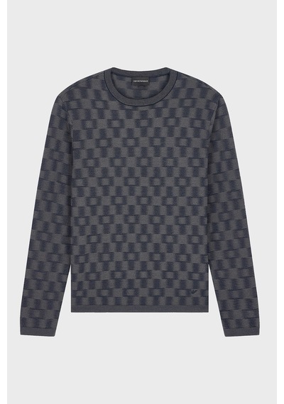 Emporio Armani Saf Yün Yuvarlak Yaka Kazak Erkek Kazak Em006276 Af29848 Fb004 Lacivert