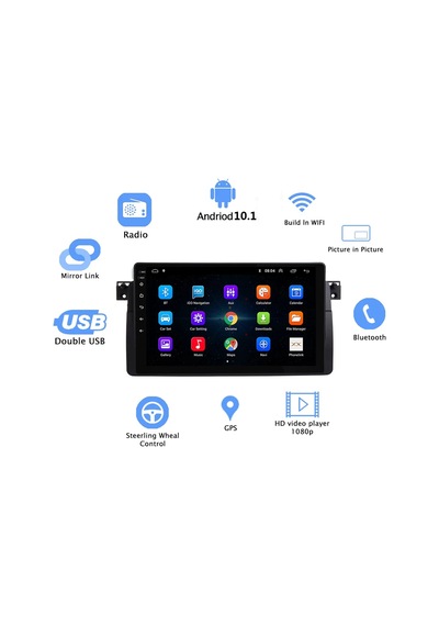 ExvoL  Bmw E46 Multimedya 9 İnc Hd Ips Ekran Android 10.1 Sürüm Ram 2 Hafıza 32