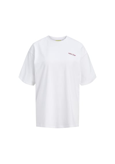 Jack & Jones Kadin Sirt Baskili Bol Kalip Tisört - Millow - 12297856 - 1 Beyaz