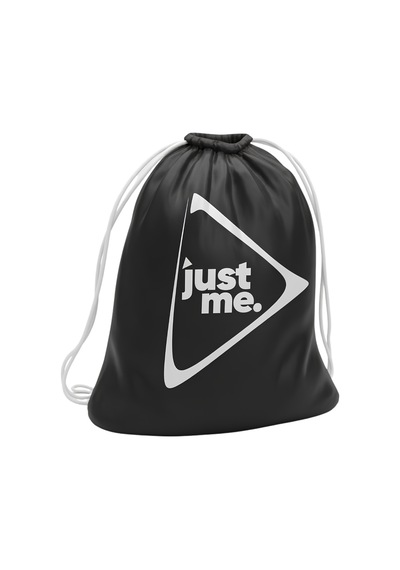 Just Nutrition Just İpli Bez Spor Çantası Siyah Büzgülü Sırt Çantası Beyaz Askılı Baskılı Spor Çantası