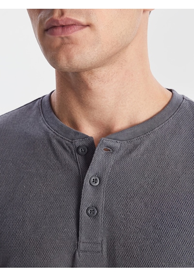 LC Waikiki Lc Waıkıkı Gri Henley Yaka Uzun Kollu Erkek Pijama Üst