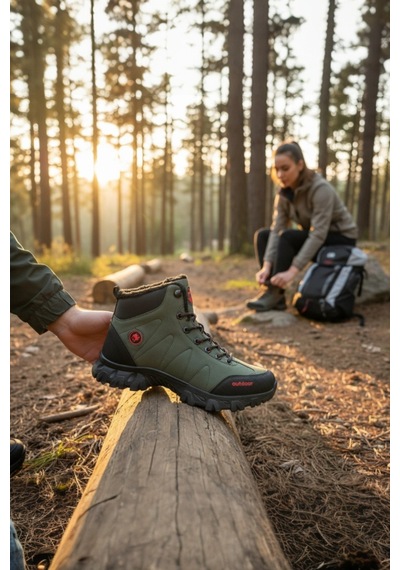 Enoch Erkek Haki Waterproof Kürklü Outdoor Trekking Ve Doğa Yürüyüş Botu Haki