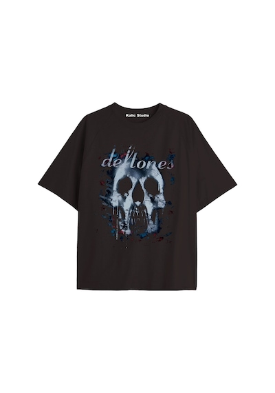 Kalic Studio Deftones Oversize T-shirt Siyah Metalik
