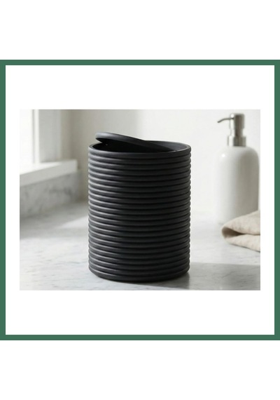 En-cag 3d Baskı Mini Yivli Çöp Kutusu Sallanır Kapaklı Masaüstü Banyo Makyaj Masası Kovası 12x9 Cm Antrasit Bss