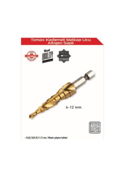 Tomax Kademeli Matkap Ucu 4-12 Mm Arası - Altıgen Saplı