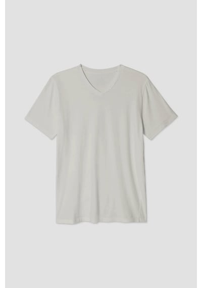 Kadın V Yaka Tshirt Spr24tsk40 Ekru