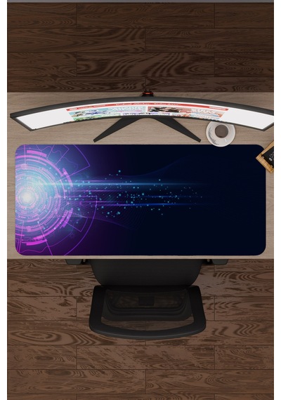 Fütüristik Kaymaz Dikişli Kauçuk Oyuncu Mousepad V1 - 90x40 Xxl Gaming Mouse Pad Fare Altlığı