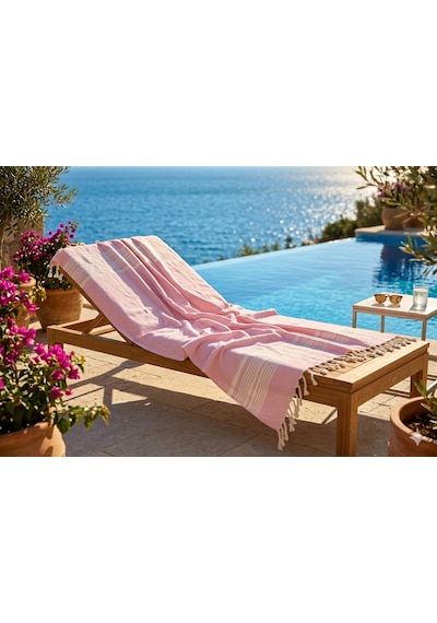 Kaş Pamuklu Peştemal, 90x180cm Peştemal, Dokubba Peştemal Pembe