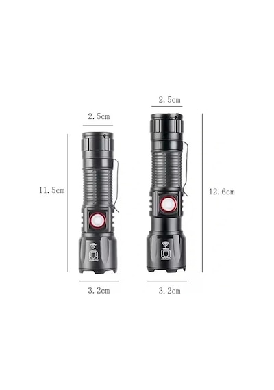 Ws-2828 Ultra Usb Şarjlı Polis El Feneri, Bekçi, Asker El Feneri Kırmızı Mavi Çakarlı 1000 Lümen 53 Çok Renkli