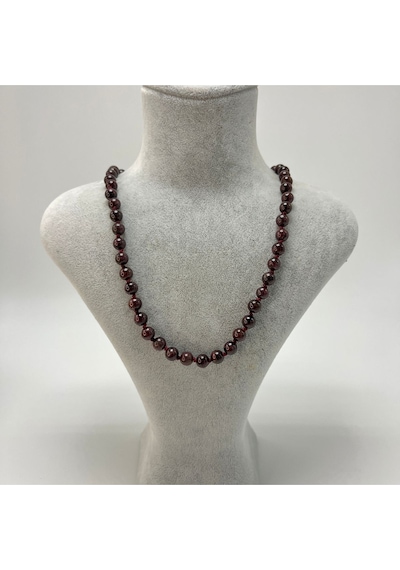 Yıldız Doğal Taş Granat Lal Doğal Taş 6 MM Makrome Kolye 45 CM - 55 CM Ayarlanabilir Bordo