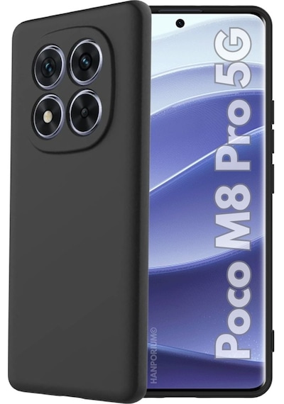Poco M8 Pro 5g Uyumlu Silikon Kılıf - Pastel Renk Tonu Kamera Korumalı Esnek Kapak - Siyah