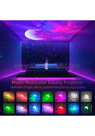 Galaksi Projeksiyon Gece Lambası Yıldız Ay Çocuk Odaları İçin Bluetooth Müzik Özellikli