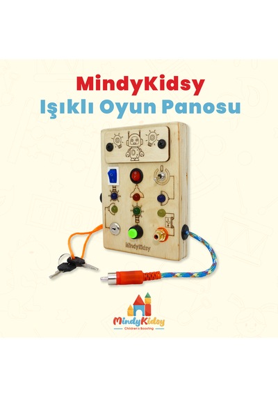 Çocuklar İçin Eğitici Ahşap Montessori Mini Işıklı Oyun Panosu - Zeka Geliştirici Oyuncak