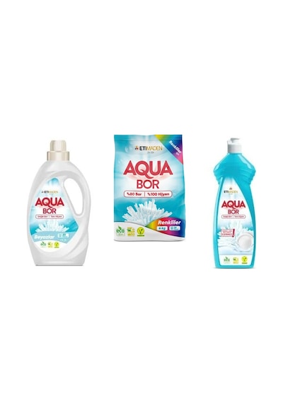 Aquabor Doğal Mineralli Sıvı Beyaz + 4 Kg Renkliler + Elde Bulaşık 3 Lü Set 13525875