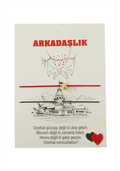 Yıldız Arkadaşlık İp Bileklik 2 Adet Çok Renkli