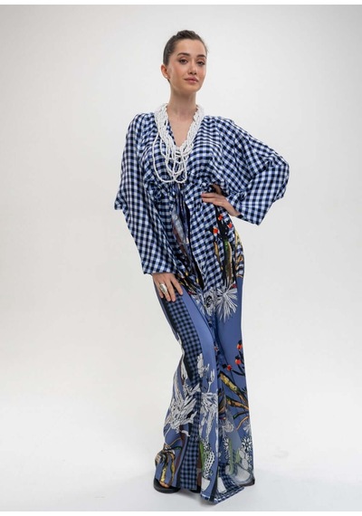 Mayovera Kimono Kaktüs Tasarım Mavi