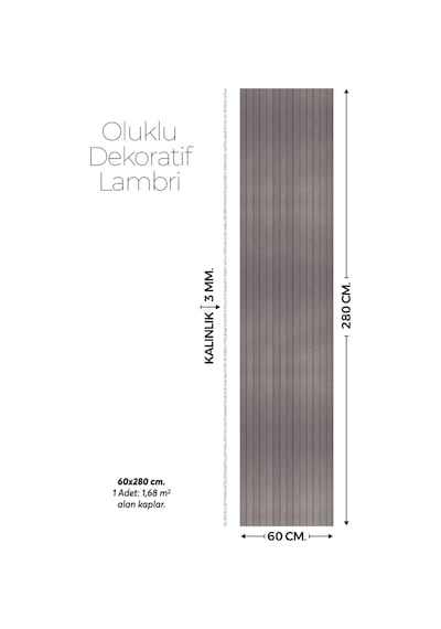 Brano Antrasit Desenli Duvar Lambiri 60x280 Cm-kendinden Yapışkanlı 9-2
