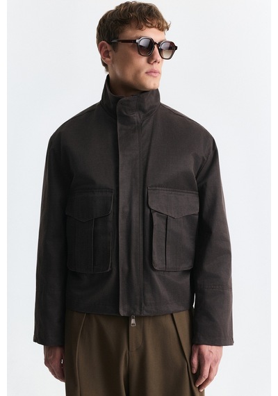 Antioch Crop Fit Dik Yaka Mont Kahve