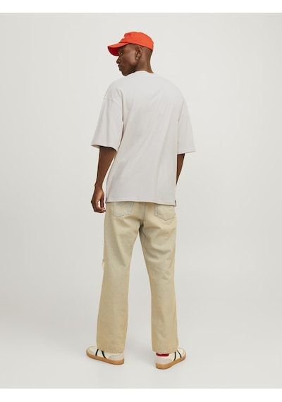 Jack & Jones Erkek Bisiklet Yaka Düz Renk Tisört - Charge - 12259975 Moonbeam Çok Renkli