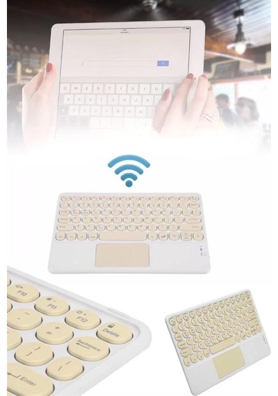 Home Android Ve İos Uyumlu Bluetooth Klavye Touchpad Slim Kablosuz Wifi Q Klavye