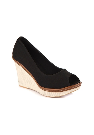 Fox Shoes Siyah Kadın Dolgu Topuklu Ayakkabı 9674040305