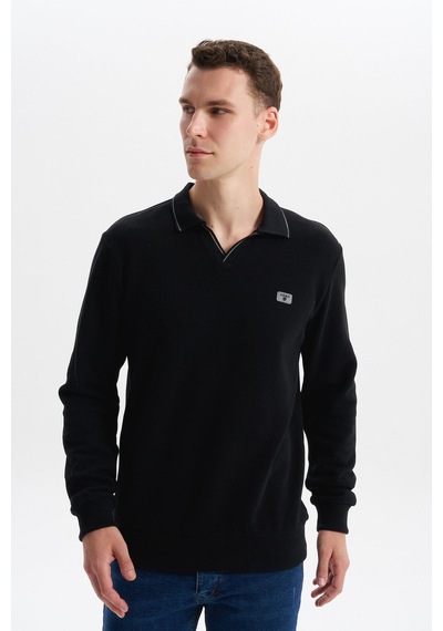 AR-MA Arma Erkek Regular Fit Polo Yaka Sweatshirt Karbon Fırçalı Selanik, %65 Pamuk %35 Polyester, Düğmesiz Basic K30554698602 Siyah AR-MA Arma Erkek Regular Fit Polo Yaka Sweatshirt Karbon Fırçalı Selanik, %65 Pamuk %35 Polyester, Düğmesiz Basic K30554698602 Siyah