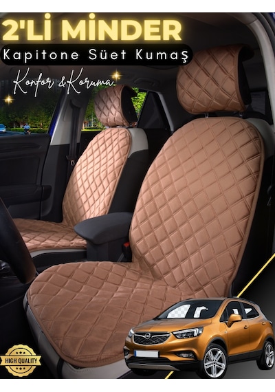 Opel Mokka X Uyumlu 2'li Süet Oto Koltuk Minderi Tam Koruma Hızlı Montaj Su Geçirmez A1 Kahverengi