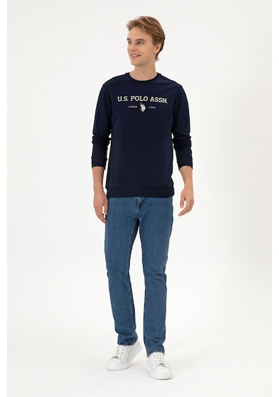 U.S. Polo Assn. Erkek Regular Fit Bisiklet Yaka Lacivert İnce Basic Sweatshirt 50313743-VR033
