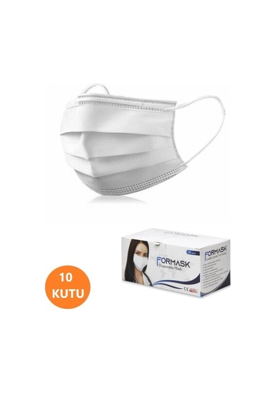 Formask Lastikli Cerrahi 3 Katlı Telli Maske 500 Adet Beyaz